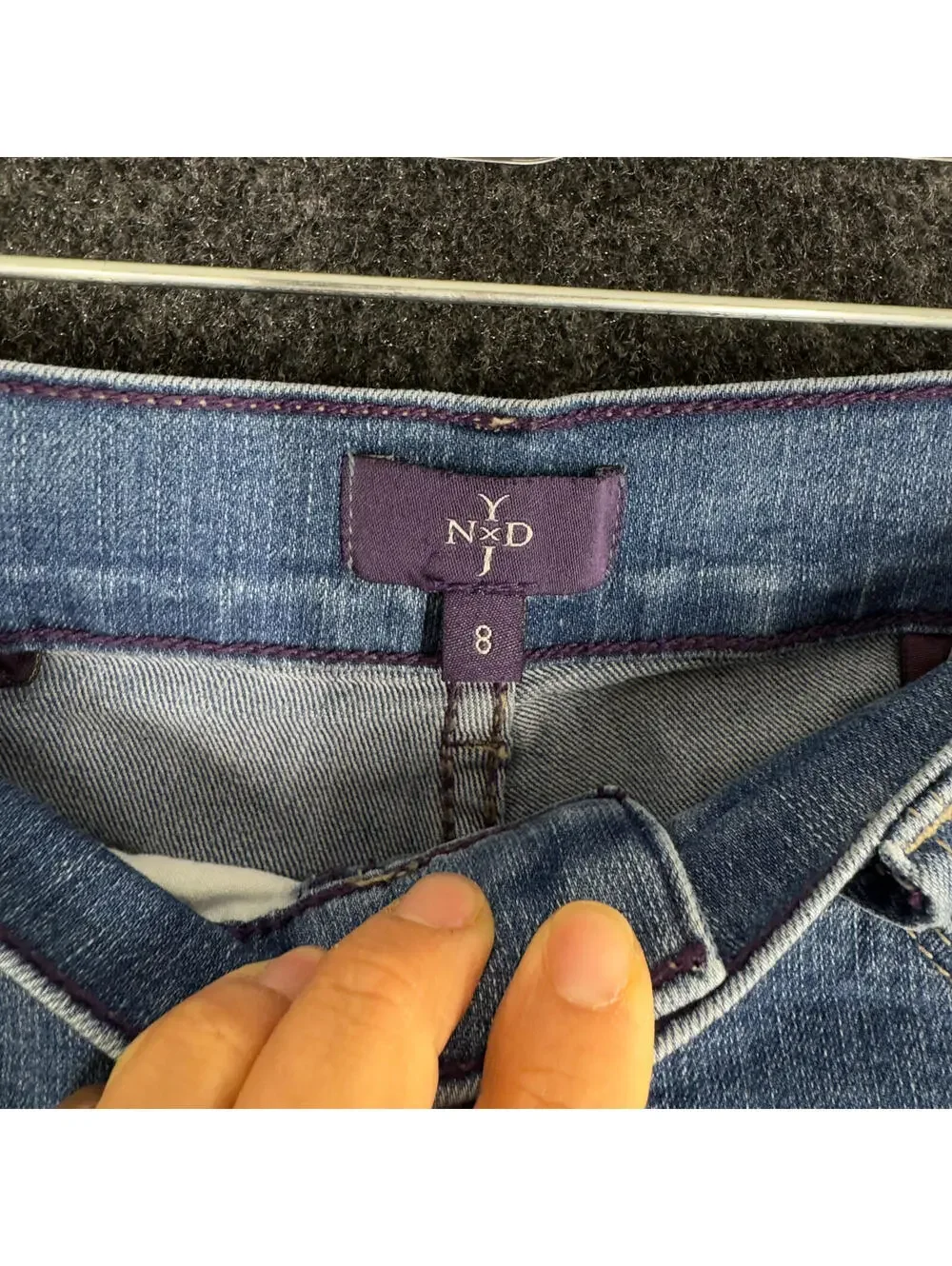 NYDJ Jeans Women 8 Blue Denim Medium Wash Mid Rise Cuffed Straight Pockets - Picture 6 of 8